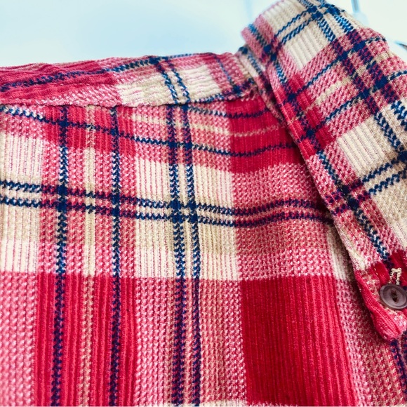 Abercrombie & Fitch Men's Vintage Y2K Big Shirt Plaid Large Red Thick Corduroy - Picture 5 of 12